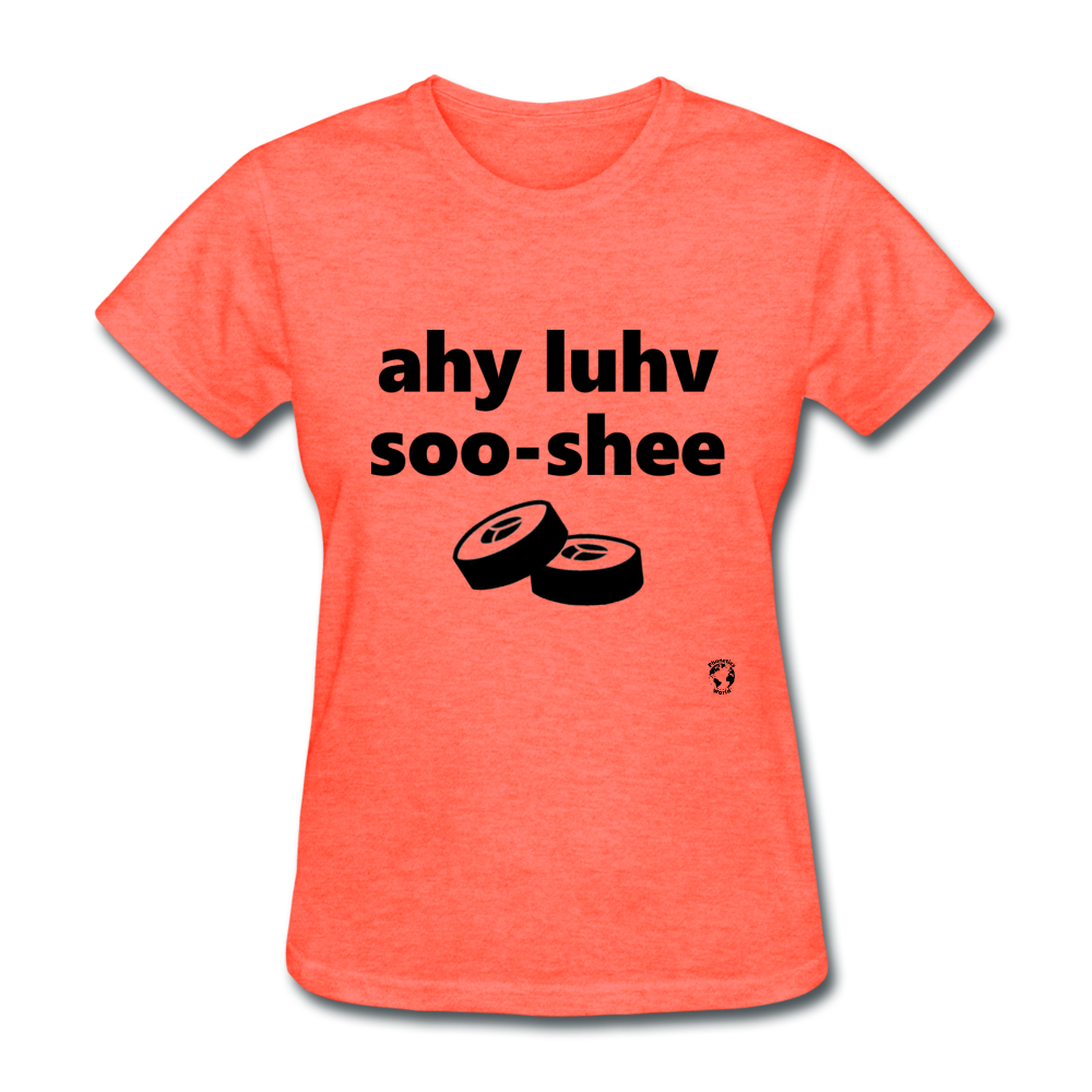 I Love Sushi T-Shirt - heather coral