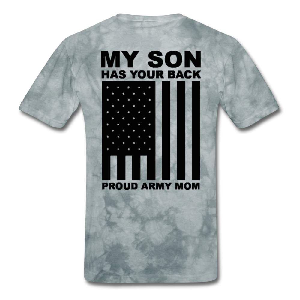 Proud Army Mom T-Shirt - grey tie dye