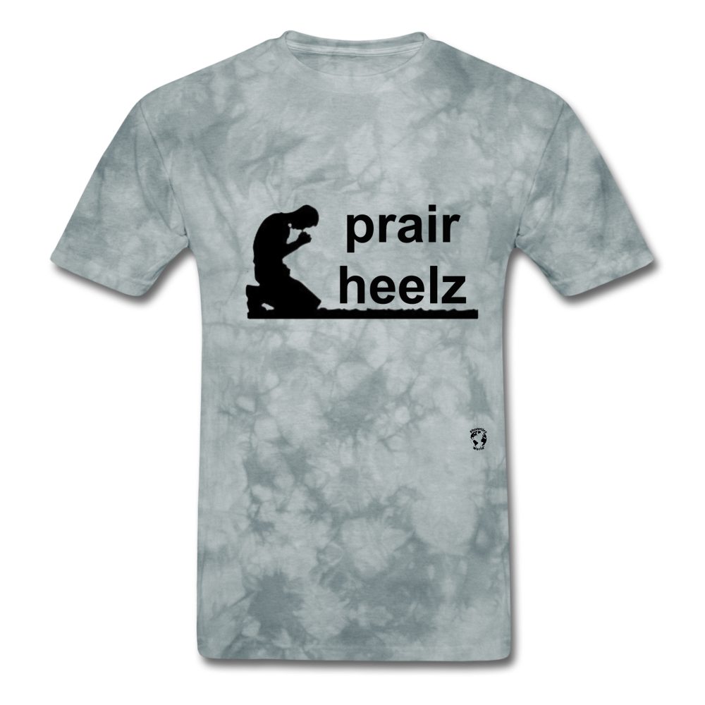 Prayer Heals T-Shirt - grey tie dye