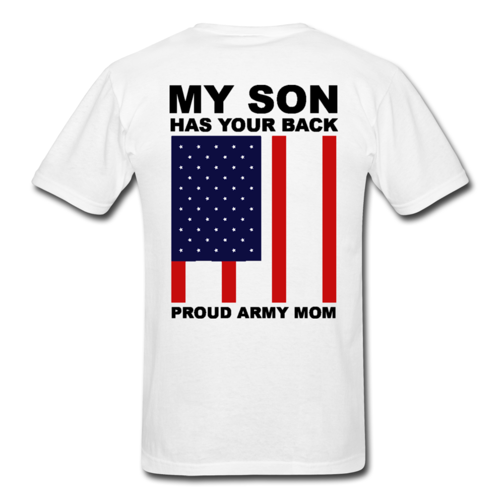 Proud Army Mom Red White and Blue T-Shirt - white