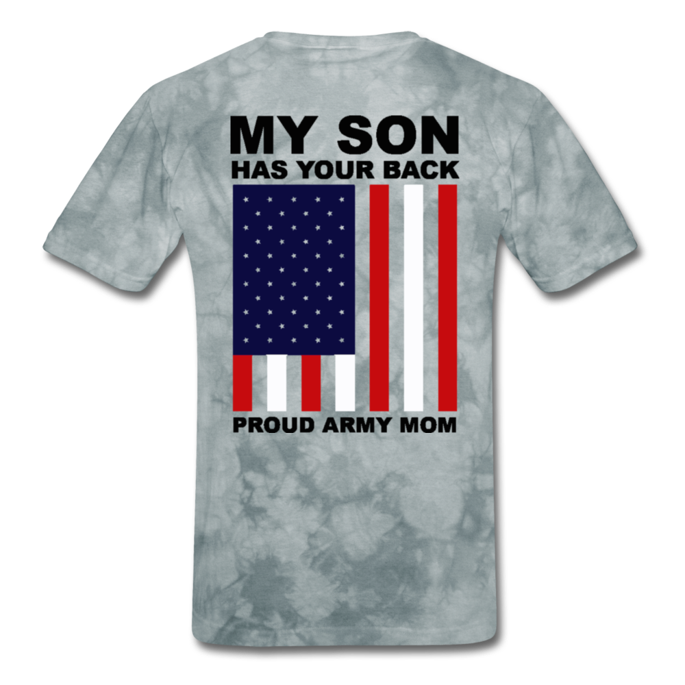 Proud Army Mom Red White and Blue T-Shirt - grey tie dye
