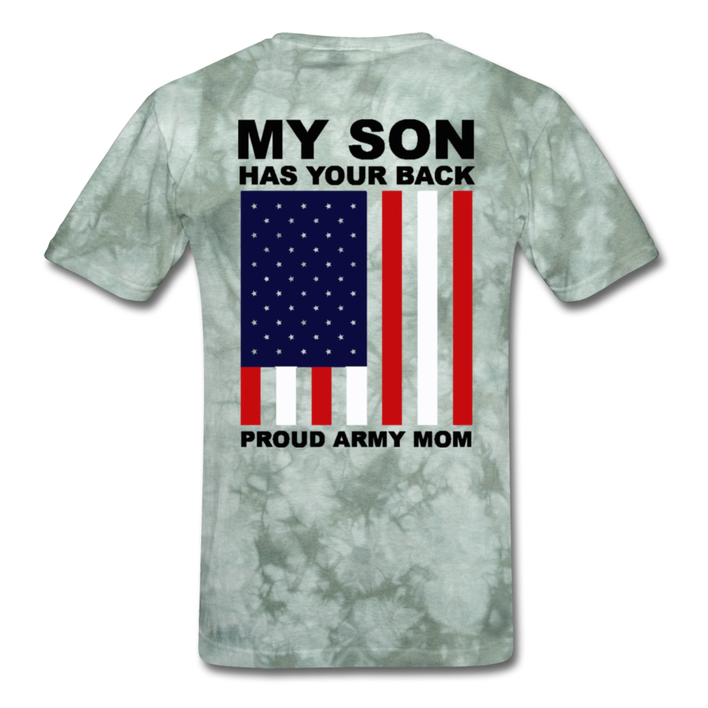 Proud Army Mom Red White and Blue T-Shirt - military green tie dye