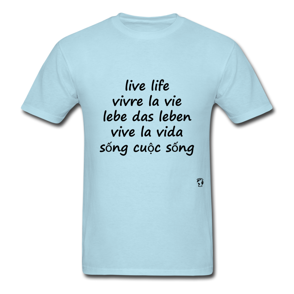 Live Life in Five Languages - powder blue