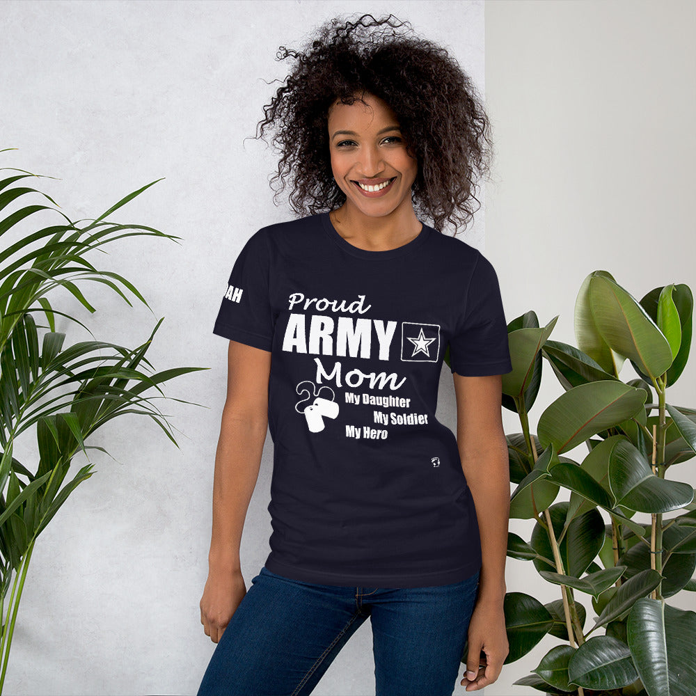 Proud Army Mom, Daughter, Red, White and Blue with Hooah T-Shirt