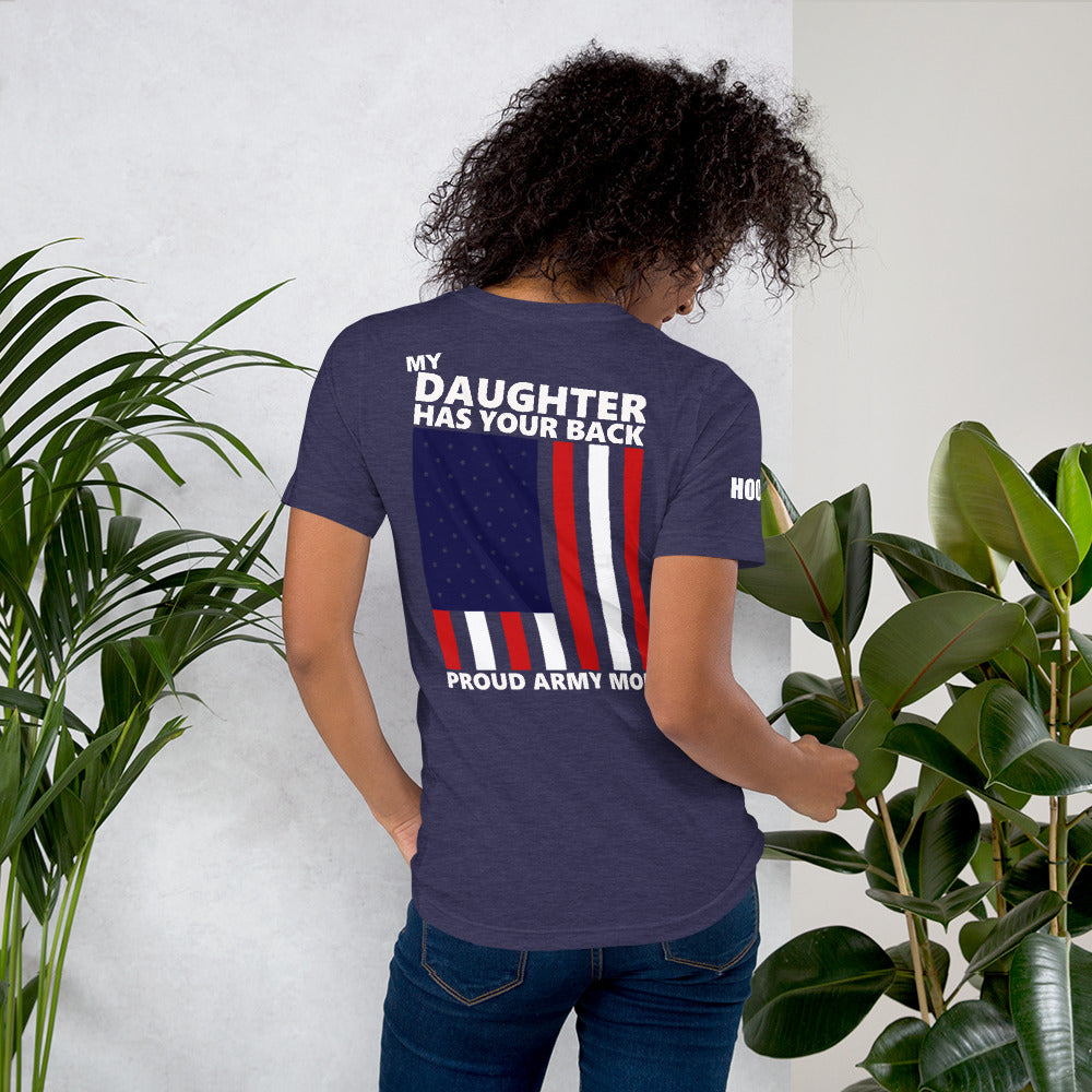 Proud Army Mom, Daughter, Red, White and Blue with Hooah T-Shirt