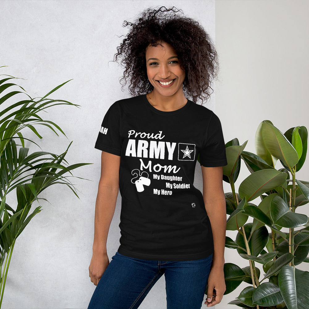 Proud Army Mom, Daughter, Red, White and Blue with Hooah T-Shirt