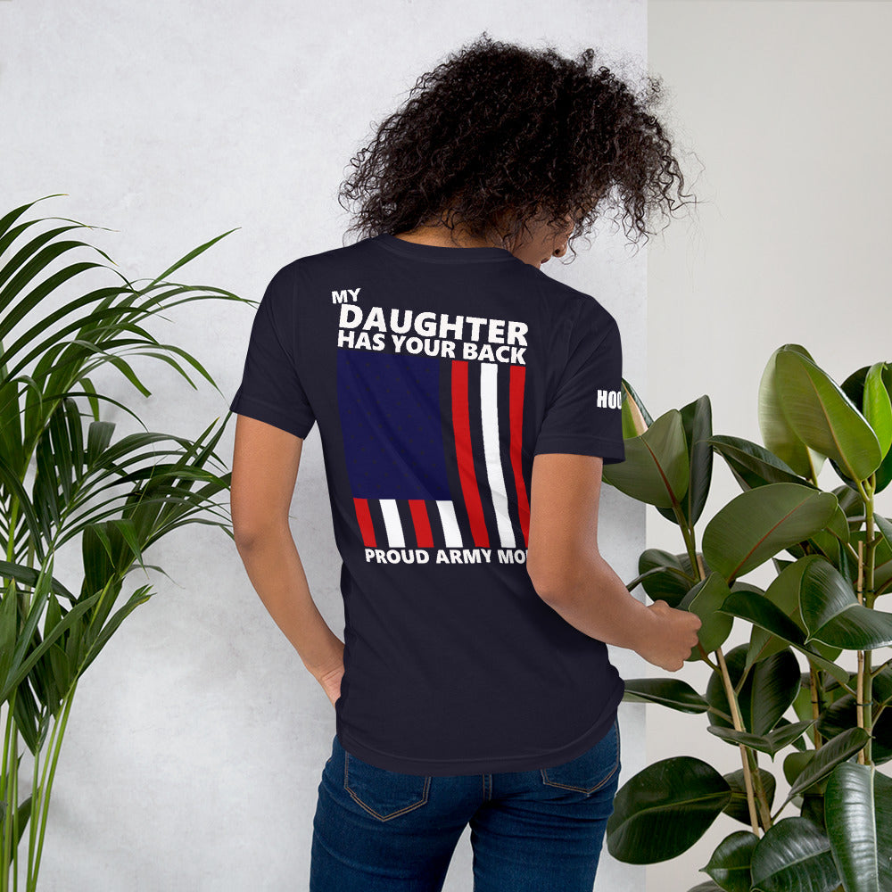 Proud Army Mom, Daughter, Red, White and Blue with Hooah T-Shirt