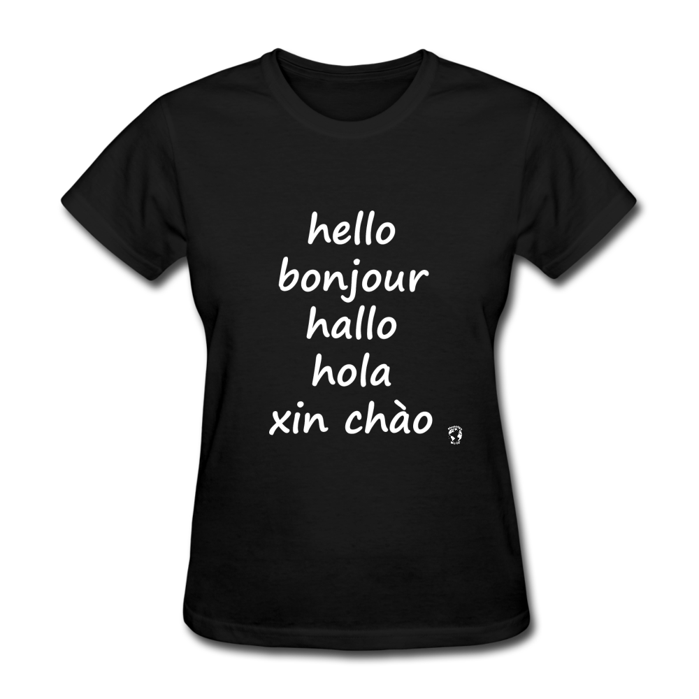 Hello in Five Languages T-Shirt - black