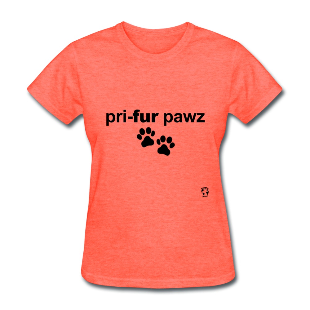 Prefer Paws T-Shirt - heather coral
