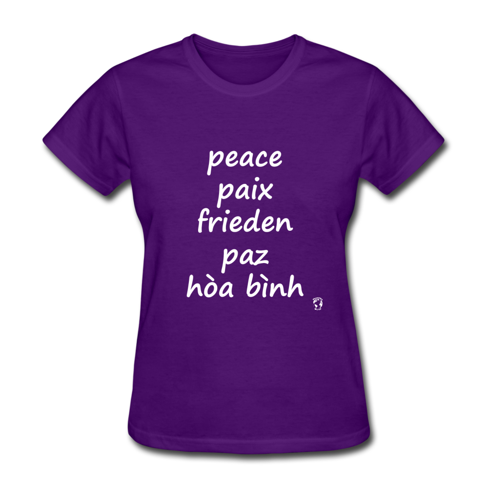 Peace in Five Languages T-Shirt - purple