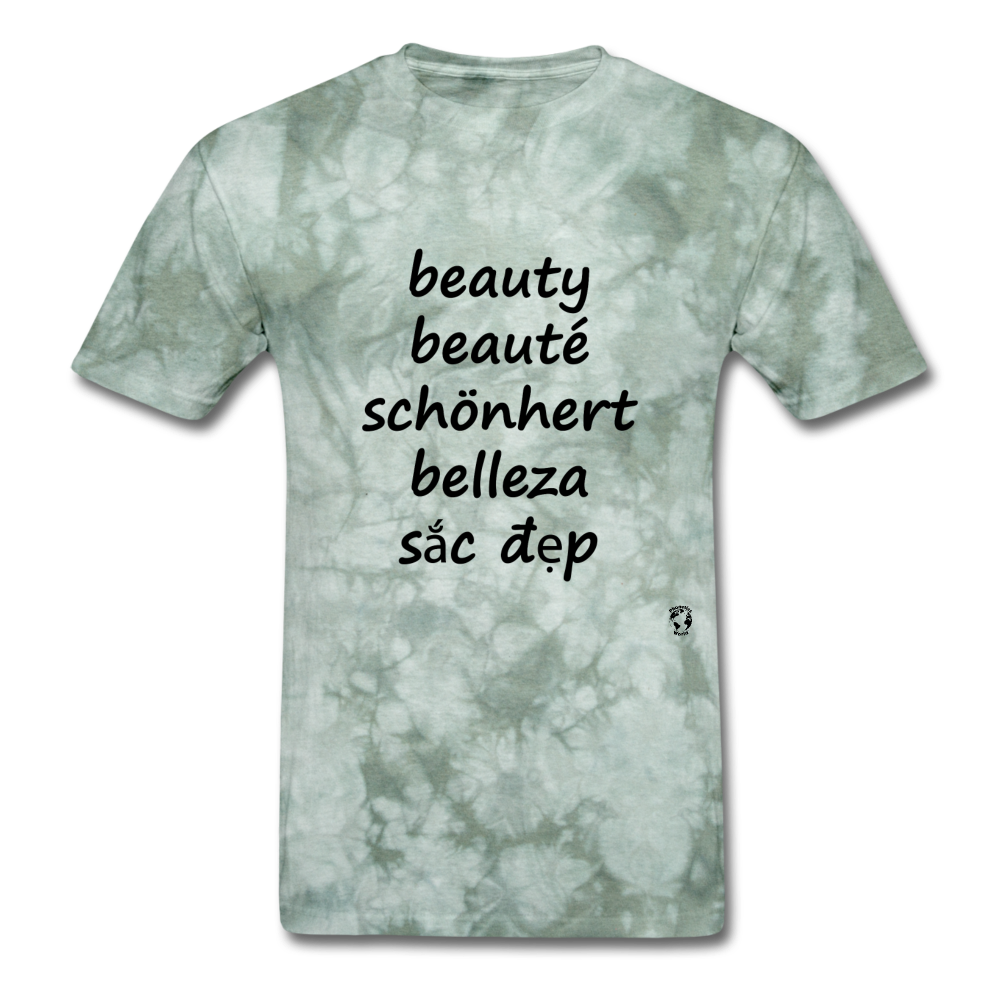 Beauty in Five Languages - military green tie dye