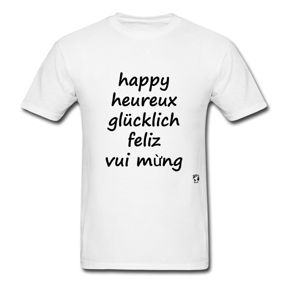 Happy in Five Languages - white