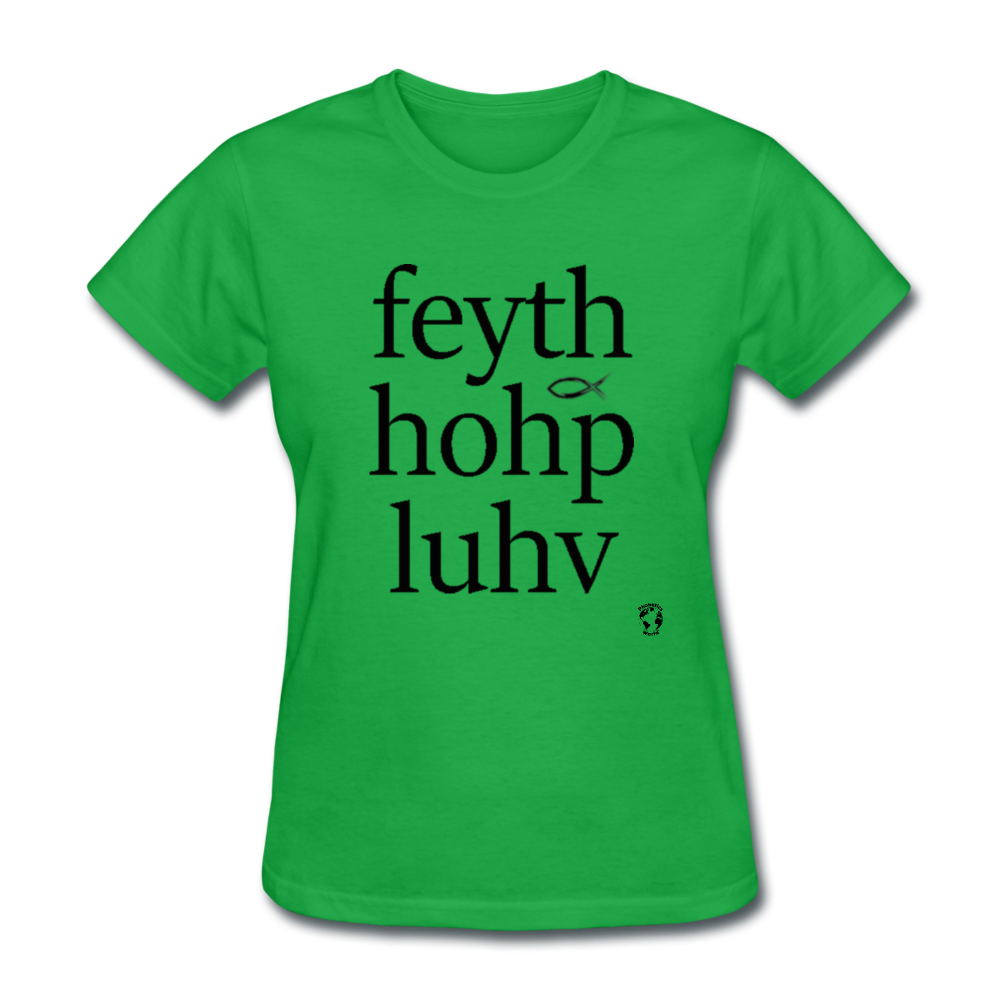 Faith Hope Love T-Shirt - bright green