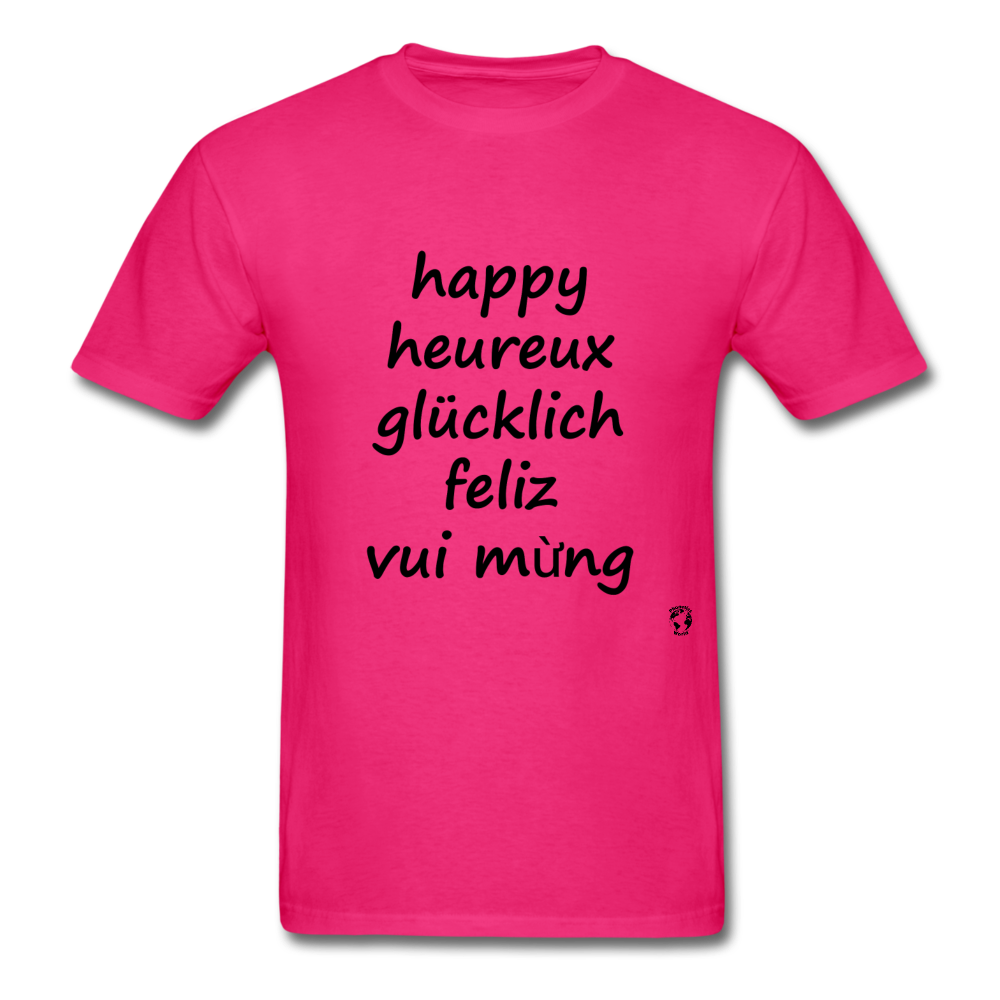 Happy in Five Languages - fuchsia