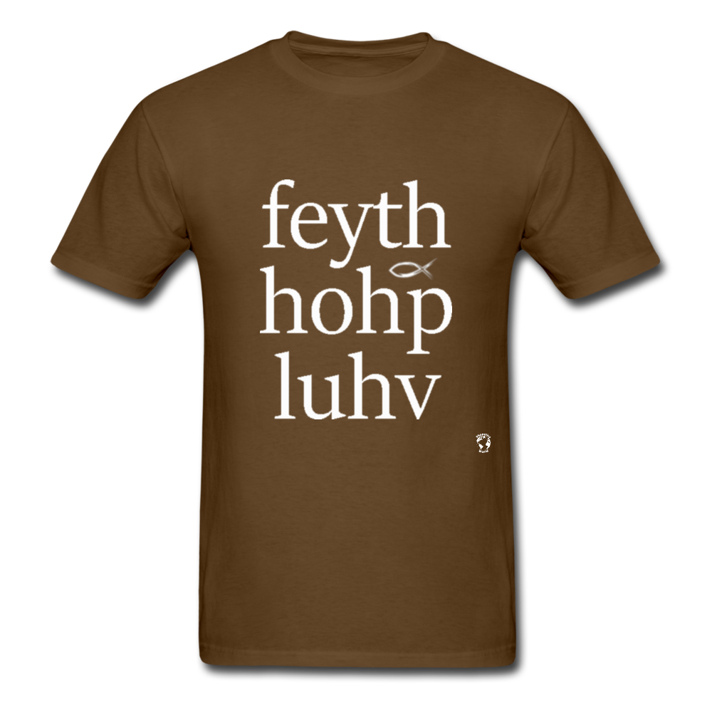 Faith, Hope and Love T-Shirt - brown