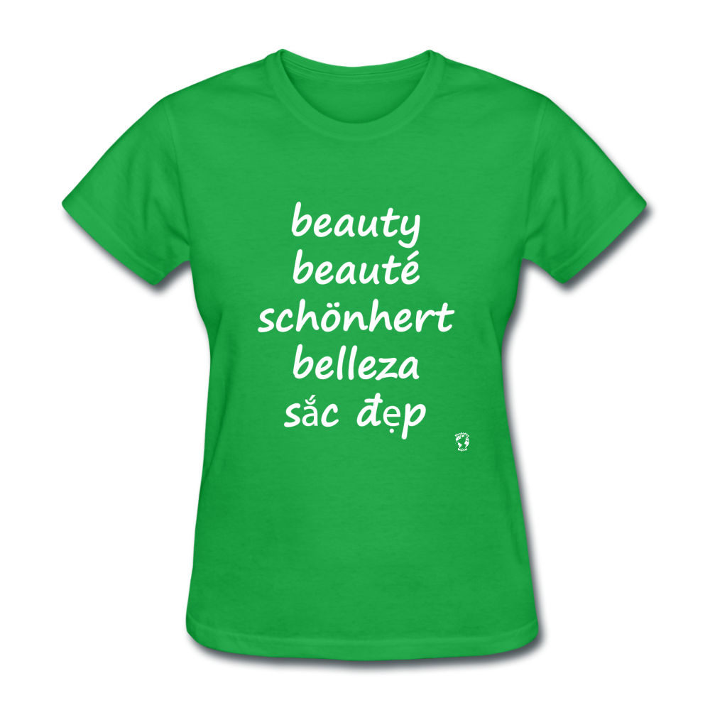 Beauty in Five Languages T-Shirt - bright green