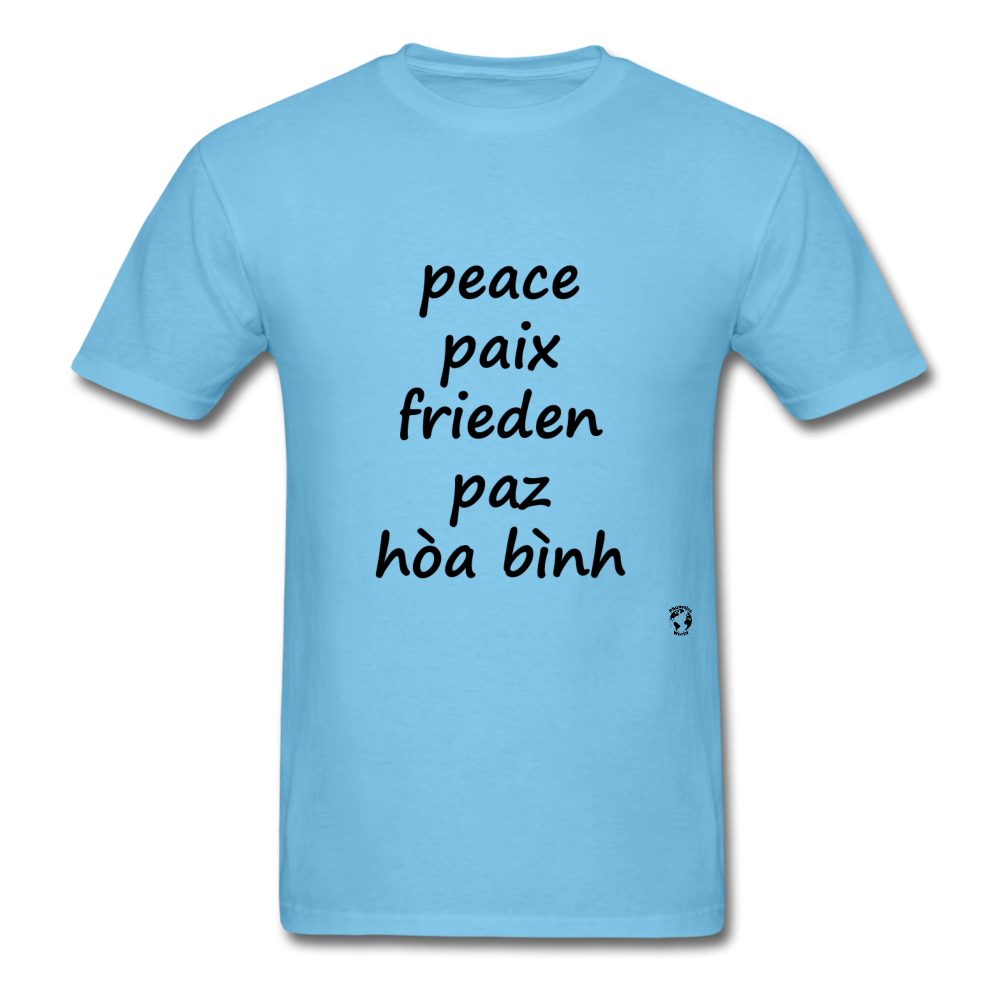 Peace in Five Languages - aquatic blue
