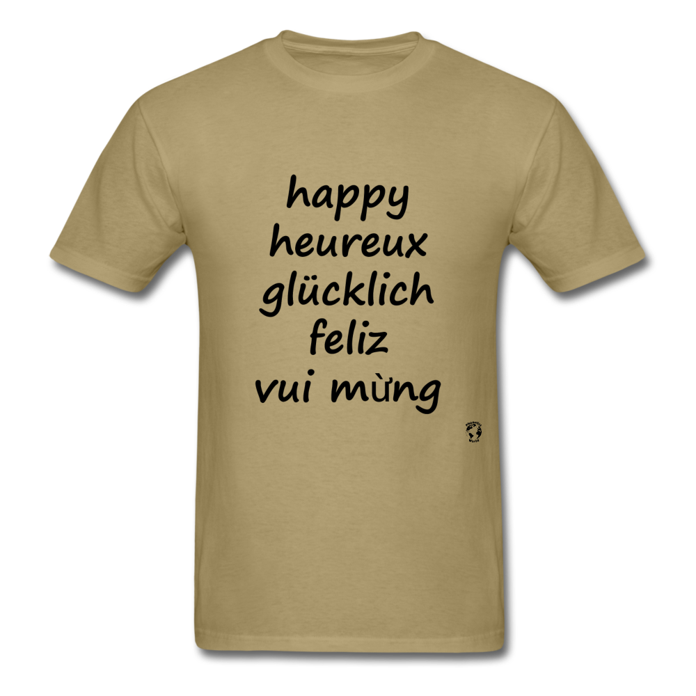 Happy in Five Languages - khaki
