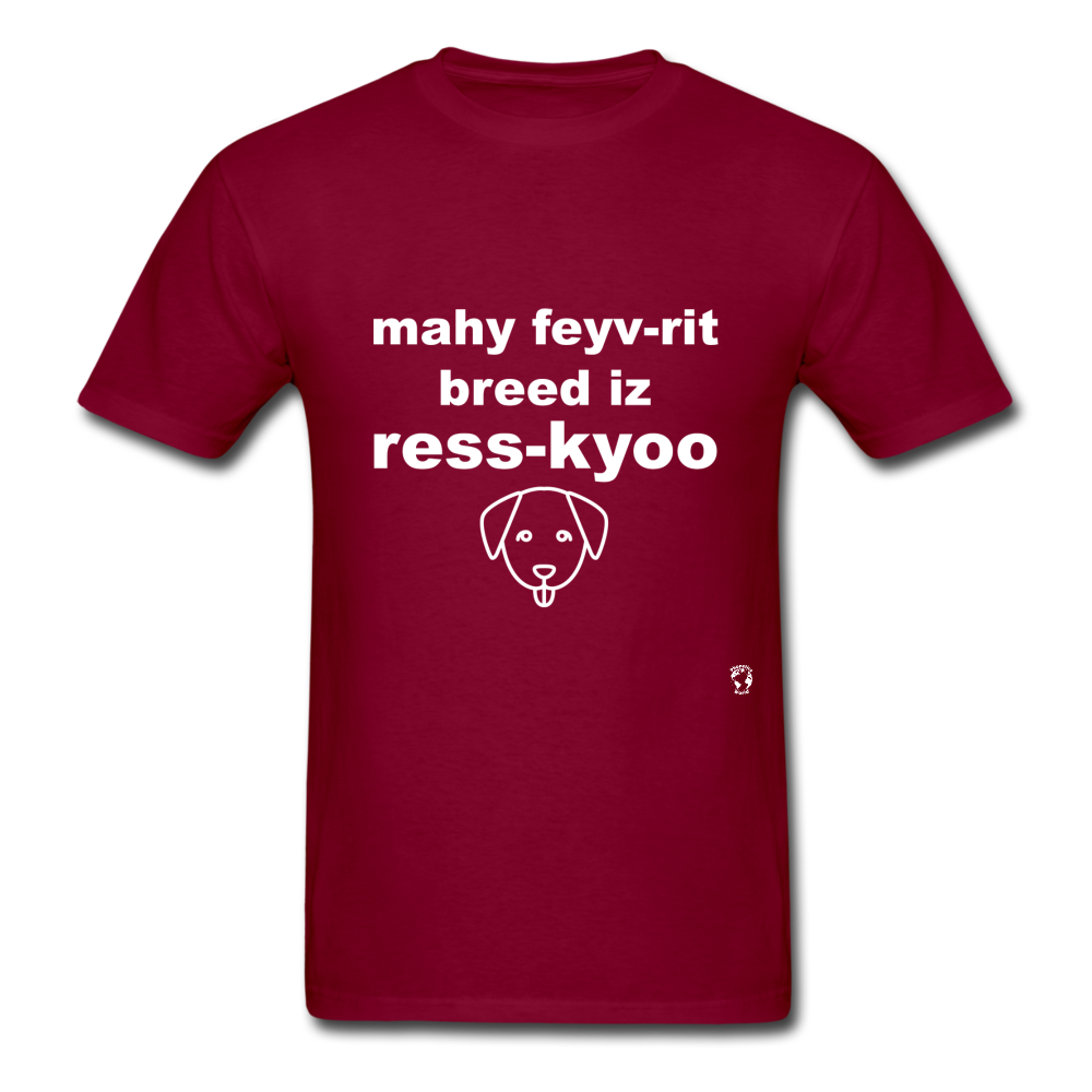 My Favorite Breed is Rescue T-Shirt - burgundy