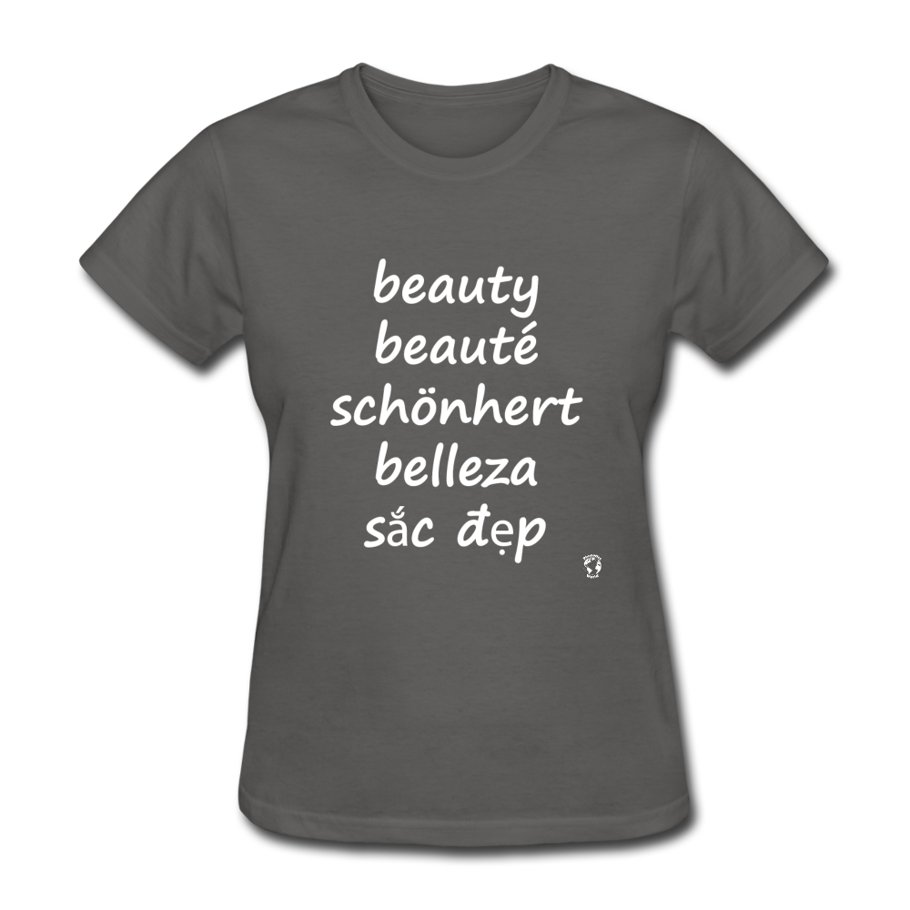 Beauty in Five Languages T-Shirt - charcoal