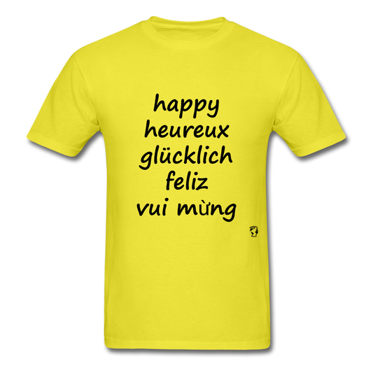Happy in Five Languages - yellow