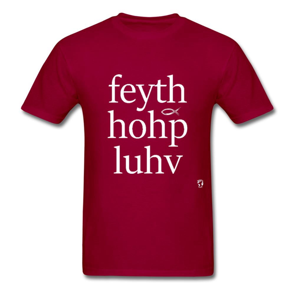 Faith, Hope and Love T-Shirt - dark red