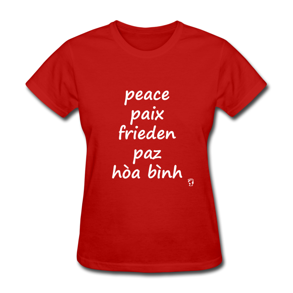 Peace in Five Languages T-Shirt - red