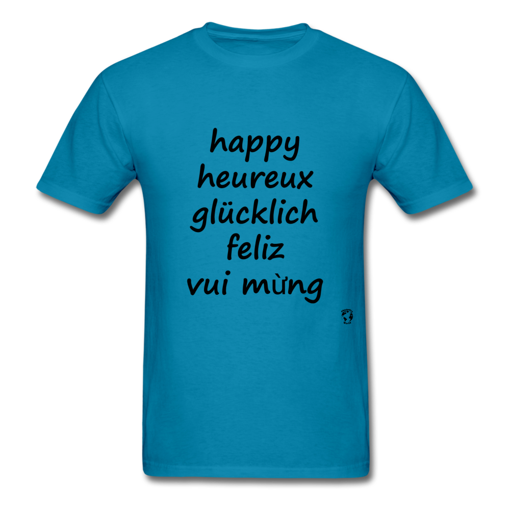Happy in Five Languages - turquoise