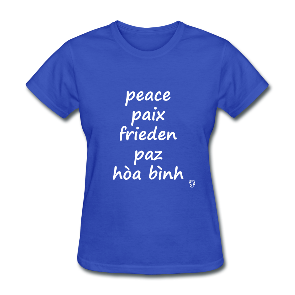 Peace in Five Languages T-Shirt - royal blue