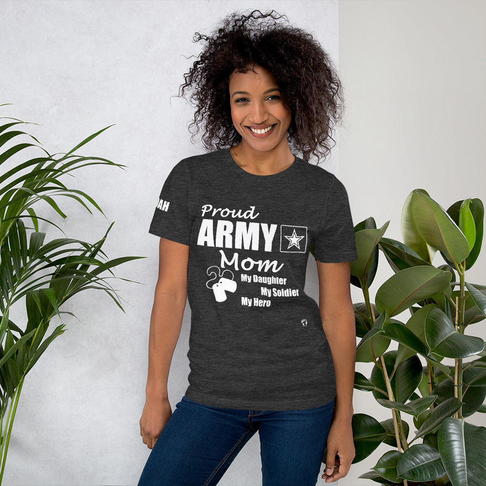 Proud Army Mom, Daughter, Red, White and Blue with Hooah T-Shirt